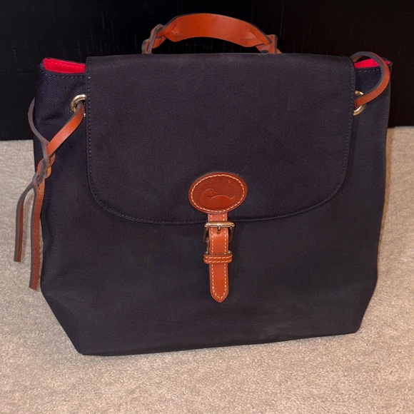 Dooney & Bourke Handbags - Dooney & Bourke Black Backpack with Tan Leather Accents